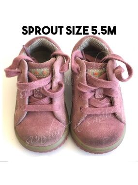 Stride Rite SPROUT Toddler Girl size 5.5M ROSEY SUEDE Pink Lace-Up Sneaker Shoes